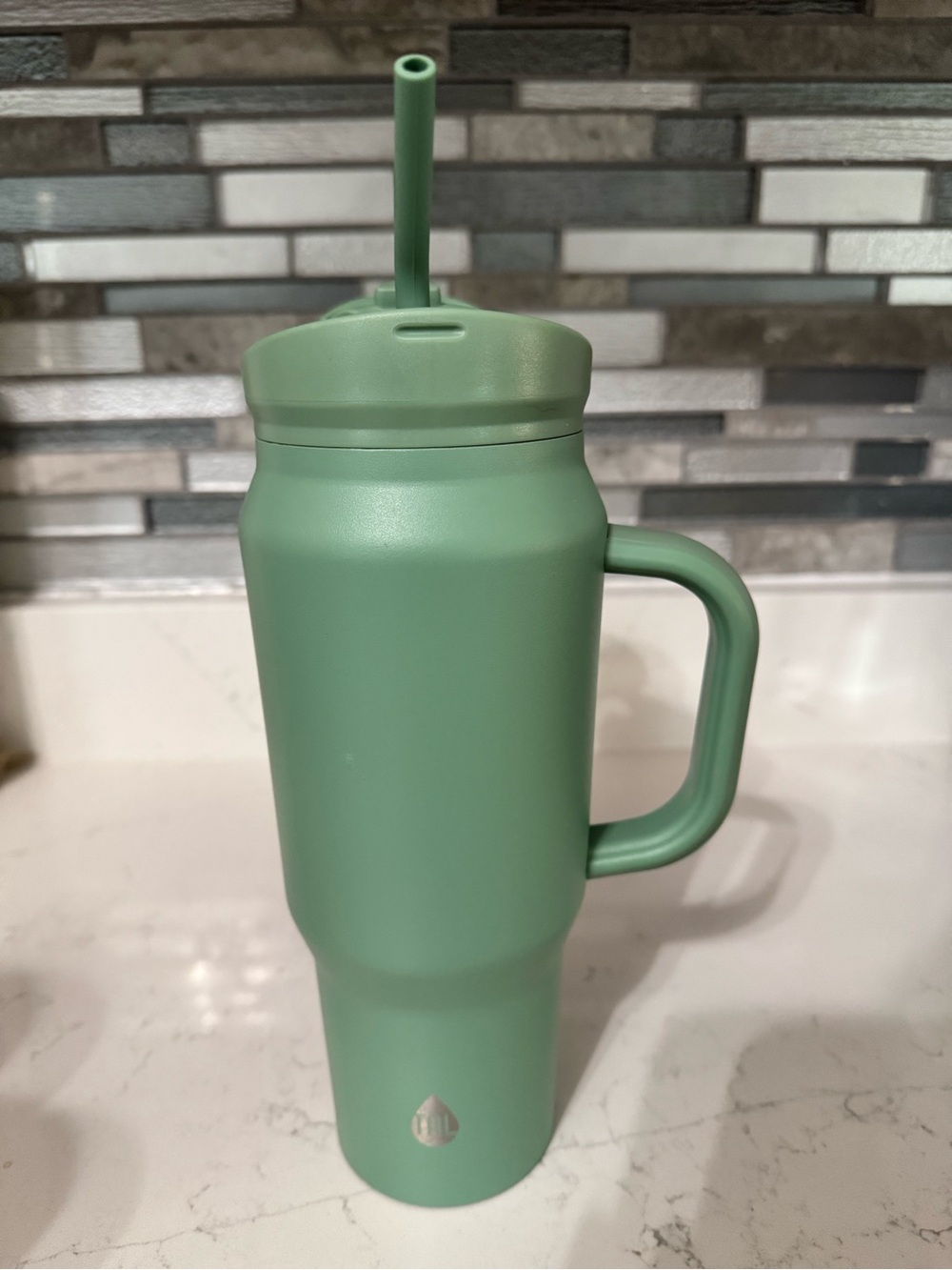 TAL Green Insulated Travel Tumbler with Handle & Silicone Straw 30 oz